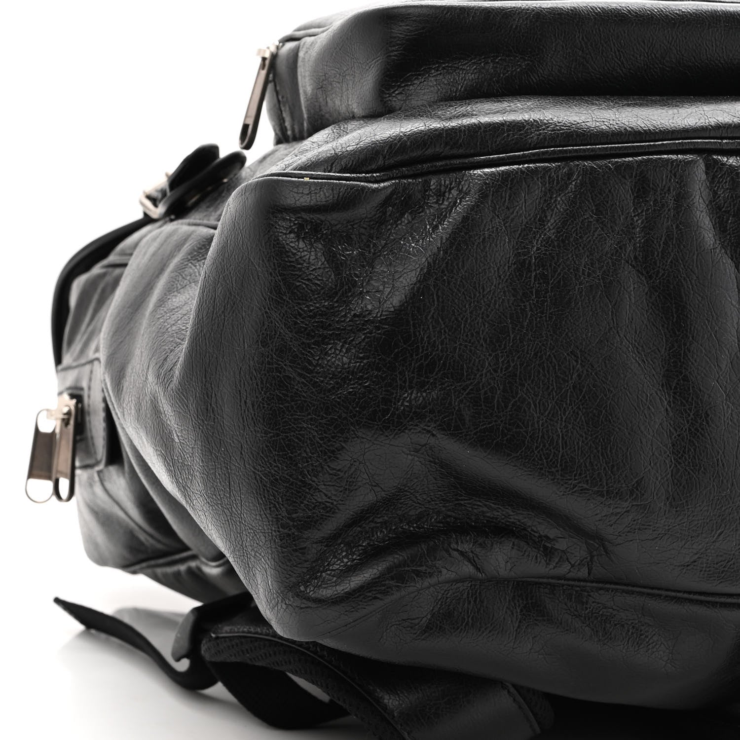 Gucci Fluffy Calfskin Mesh Nylon Medium Morpheus Double Buckle Backpack Black 9 of 10
