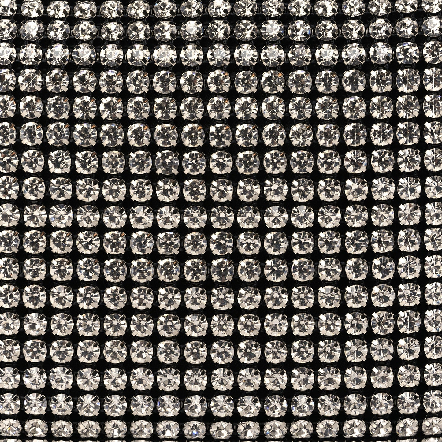 Mesh Crystal Rhinestone Mini Heiress Pouch Black Silver