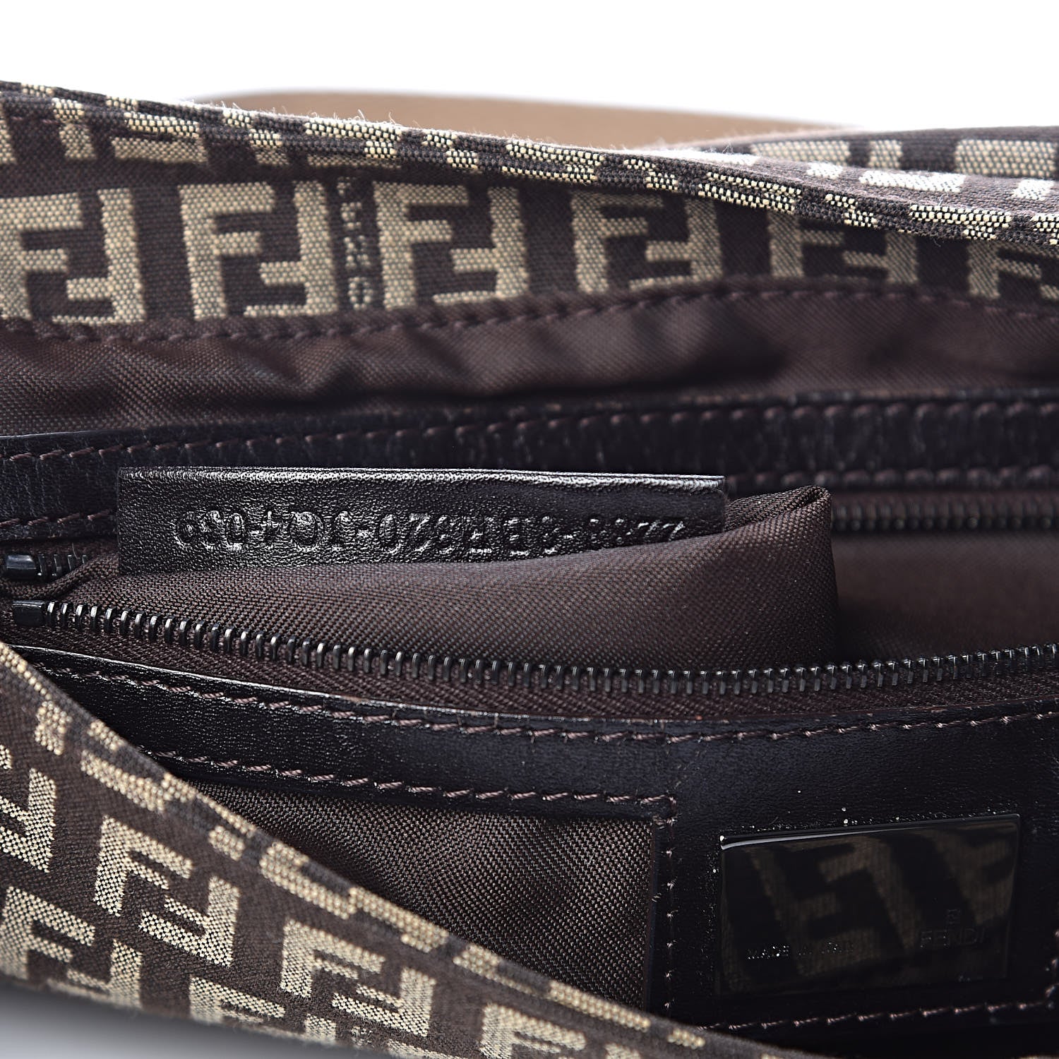 Fendi Zucchino Vitello Flap Messenger Satchel Testa di Moro Beige 6 of 14