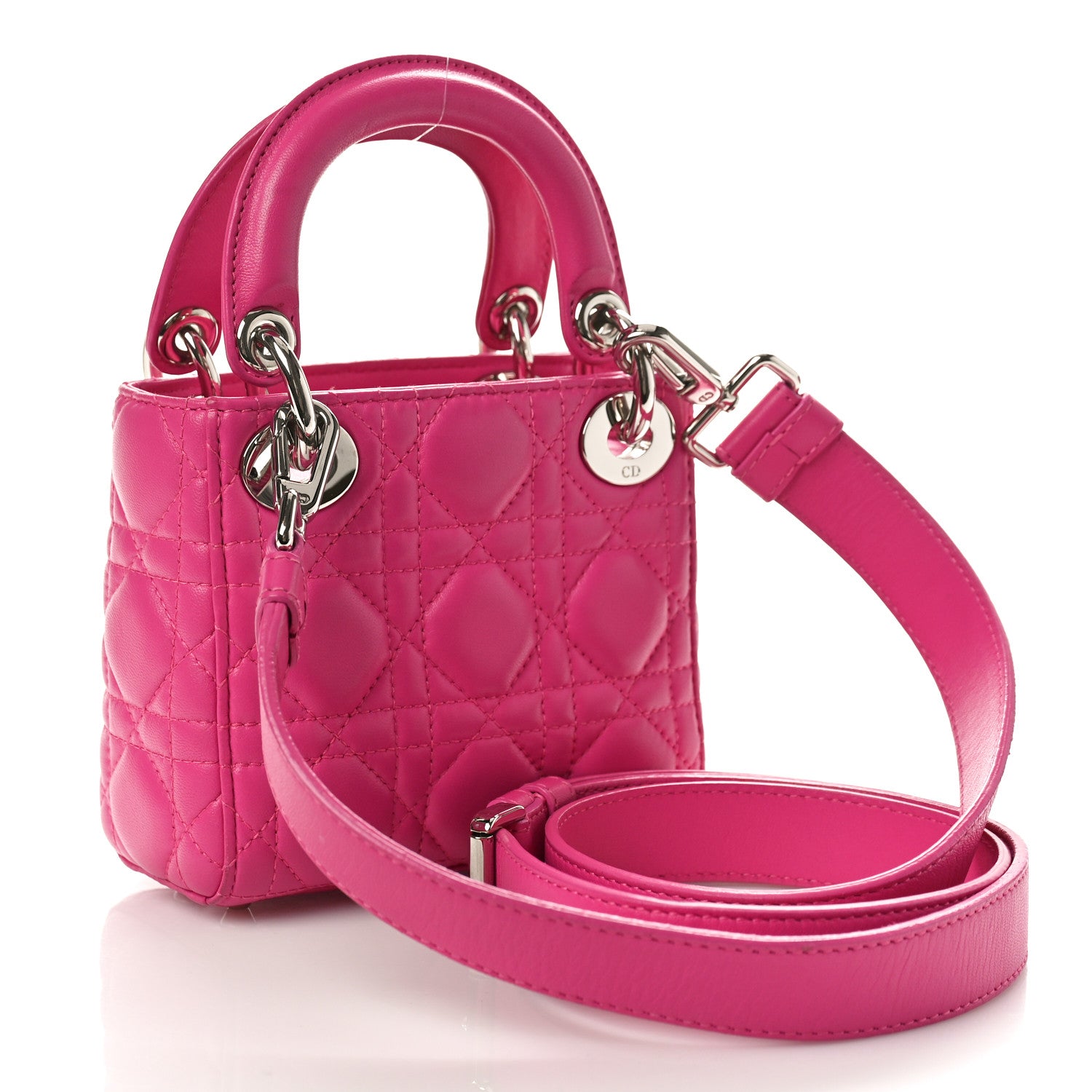 Christian Dior Lambskin Cannage Micro Lady Dior Pink 3 of 10