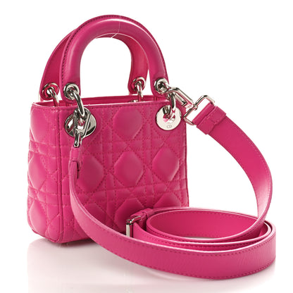 Christian Dior Lambskin Cannage Micro Lady Dior Pink 3 of 10