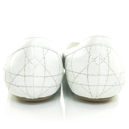 Christian Dior Leather Cannage Peep Toe Ballerina Flats 35.5 White 3 of 10