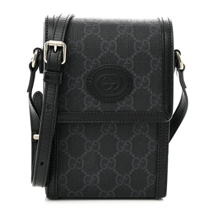Gucci GG Supreme Monogram Azalea Calfskin Mini Retro Interlocking G Crossbody Bag Black 1 of 10