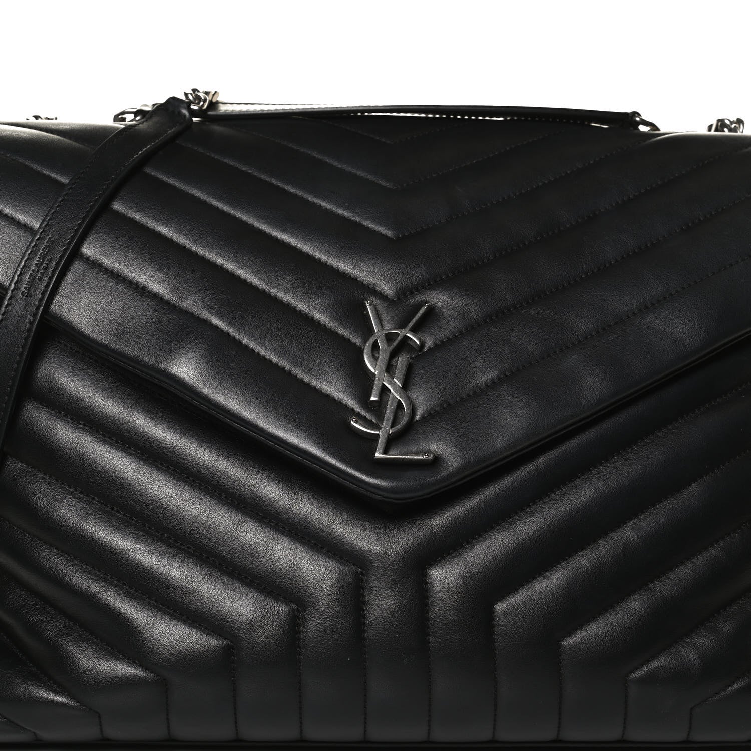 Saint Laurent Calfskin Y Quilted Monogram Large Loulou Chain Satchel Black 9 of 21