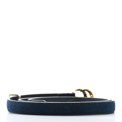 Gucci Suede Calfskin Torchon Double G 15mm Belt 75 30 Blue Agata 2 of 5
