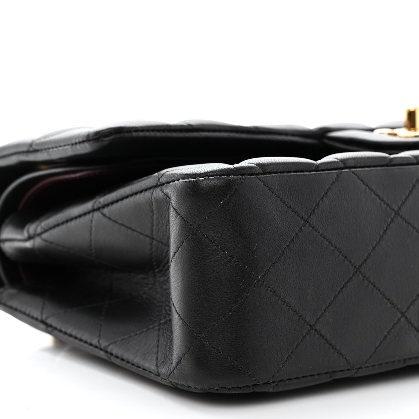 Lambskin Quilted Medium Double Flap Black