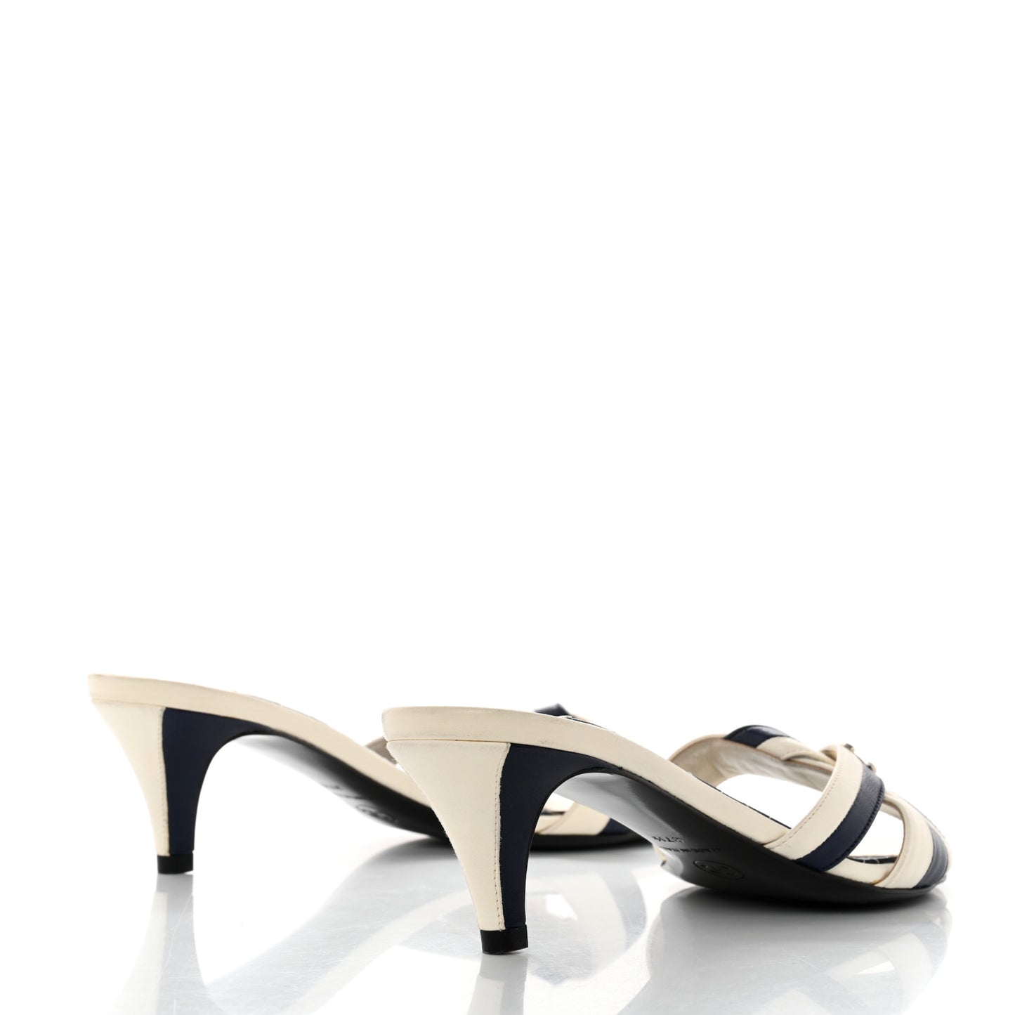 Lambskin CC Mules 37.5 Dark Navy Blue