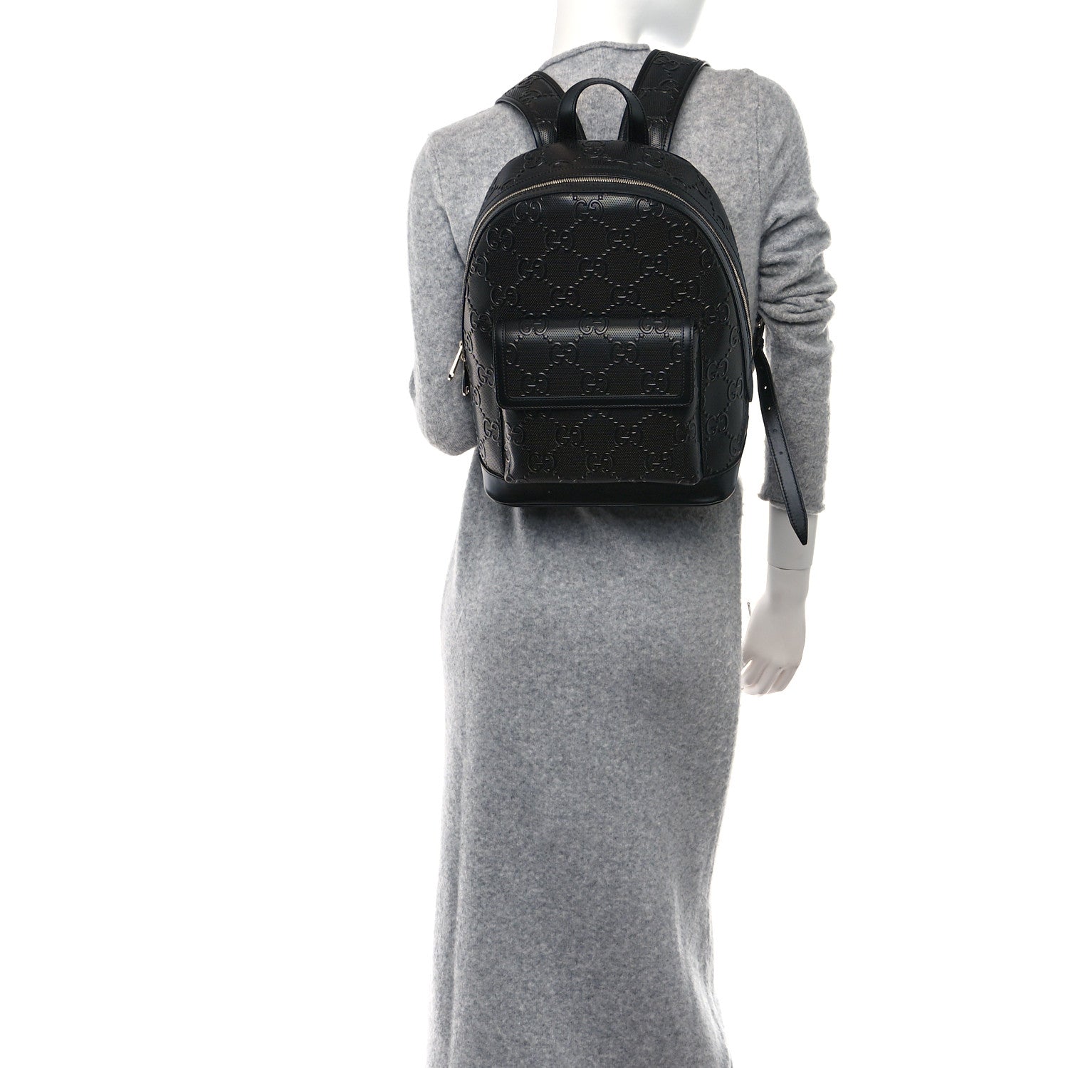 Gucci Calfskin GG Tennis Embossed Backpack Black 2 of 10