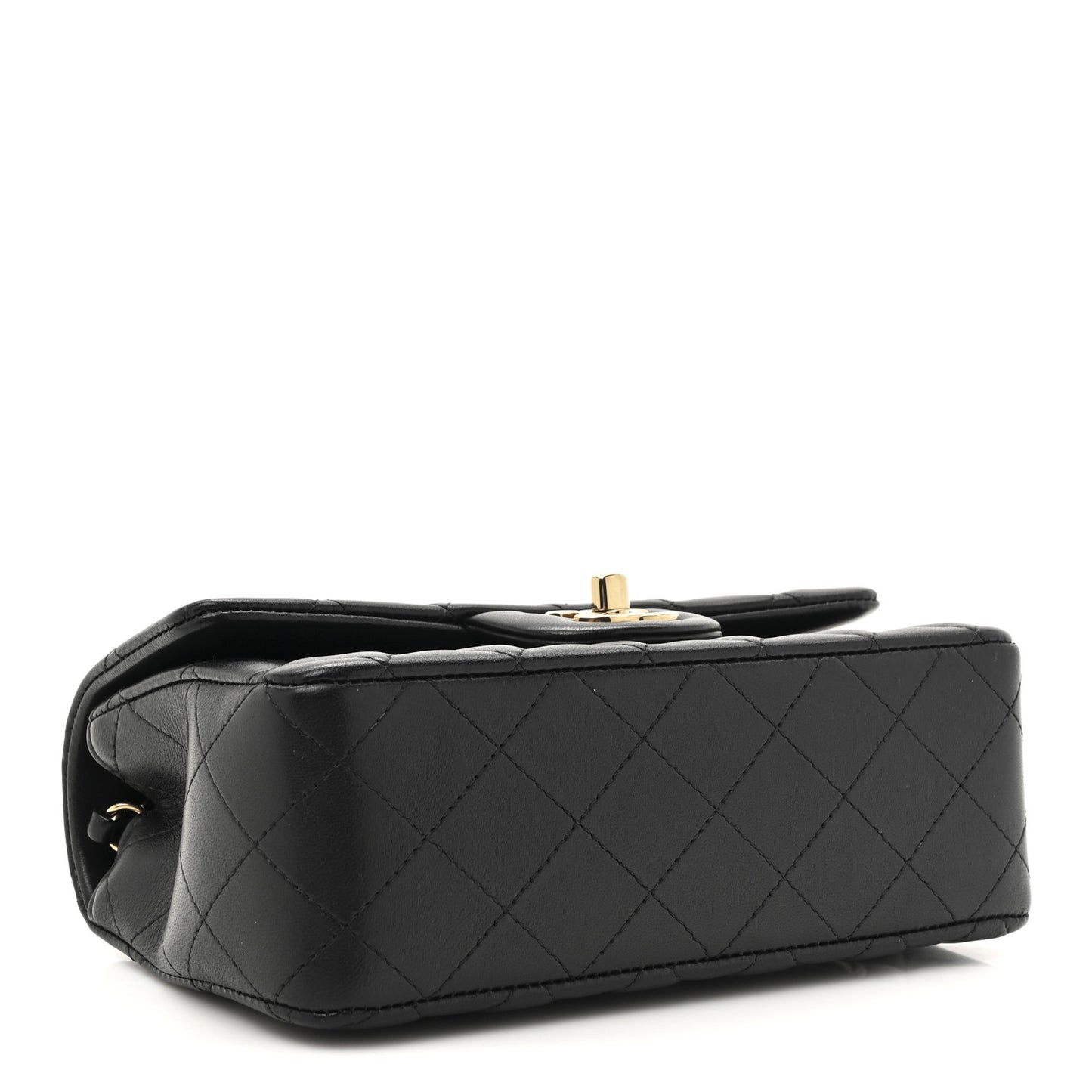 Lambskin Quilted Mini Rectangular Flap Black