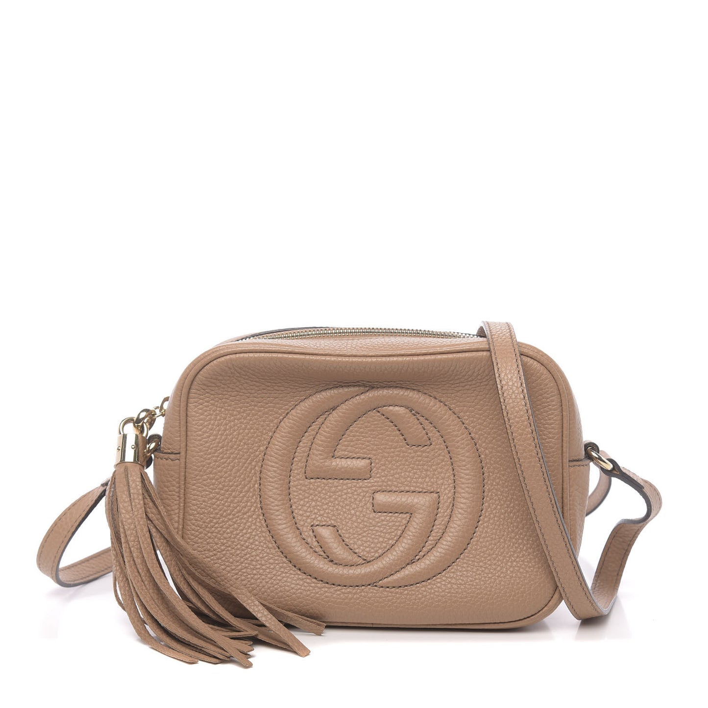 Pebbled Calfskin Small Soho Disco Bag Rose Beige