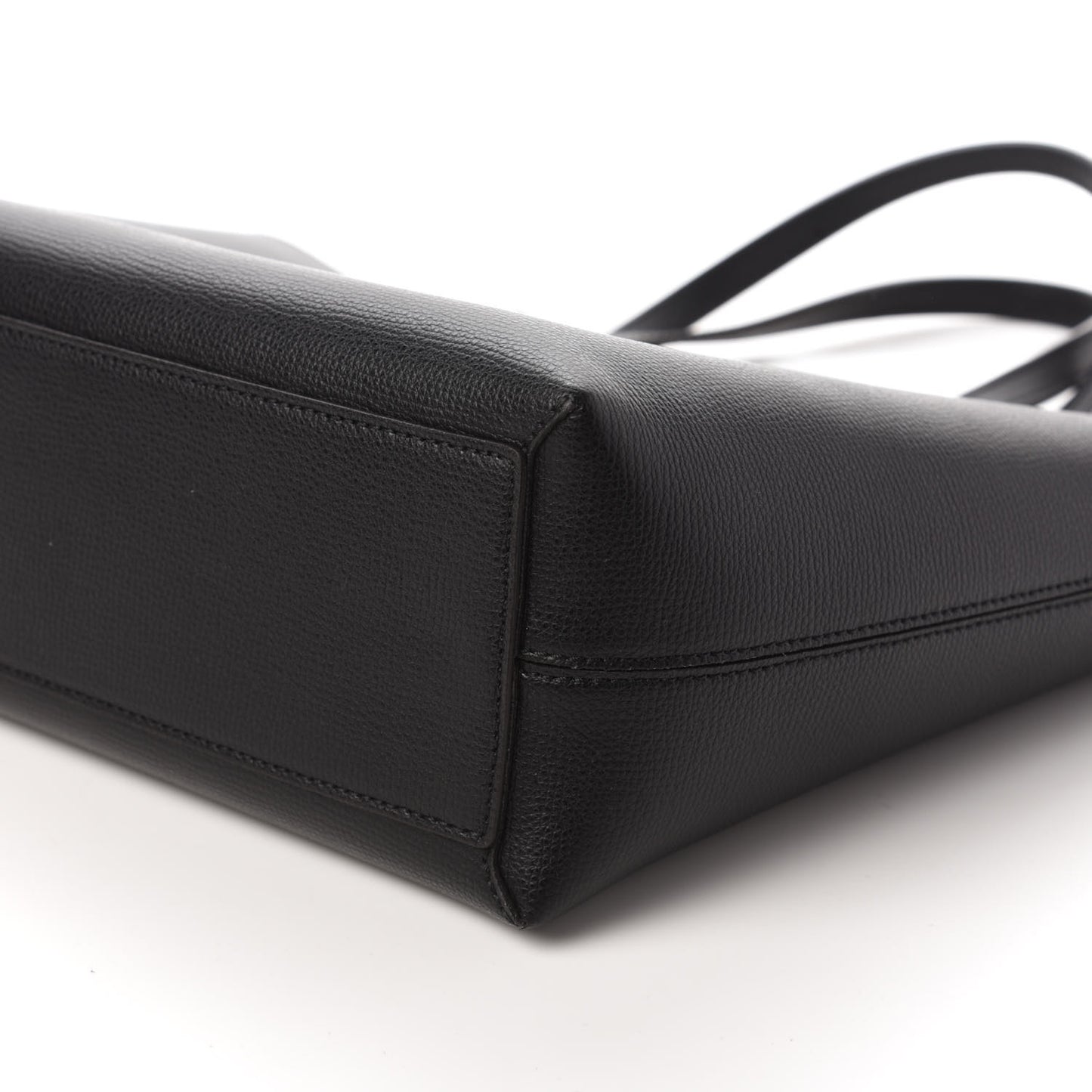 Grainy Calfskin Haymarket Check Small Reversible Tote Black