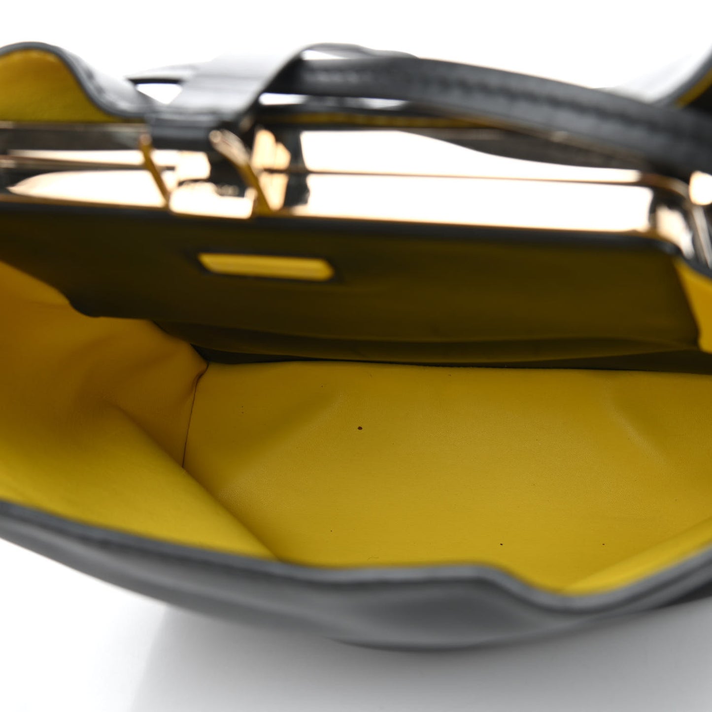 Nappa Frame Bucket Bag Black Yellow