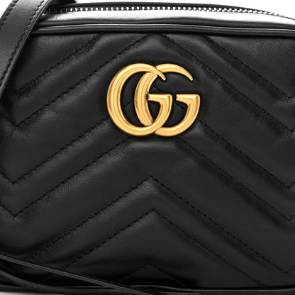 Gucci Calfskin Matelasse Mini GG Marmont Chain Shoulder Bag Black 8 of 10