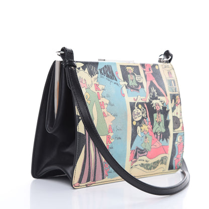 Prada Saffiano Vintage Comics Light Frame Bag Lago Black 3 of 11