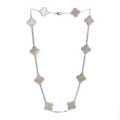 Van Cleef & Arpels 18K White Gold Mother of Pearl 10 Motifs Vintage Alhambra Necklace 2 of 6