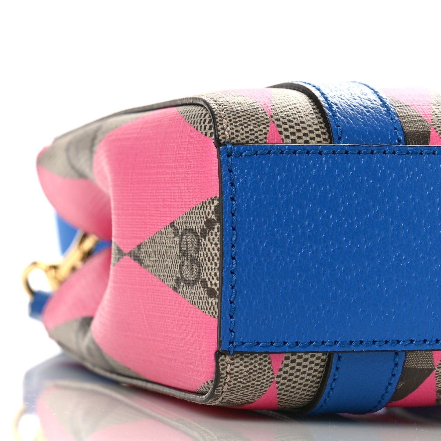 GG Supreme Monogram Textured Dollar Calfskin Rhombus Mini Tote Bag Beige Ebony Pink Blue