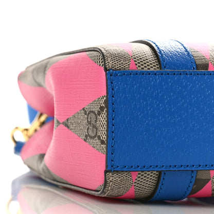 Gucci GG Supreme Monogram Textured Dollar Calfskin Rhombus Mini Tote Bag Beige Ebony Pink Blue 7 of 8