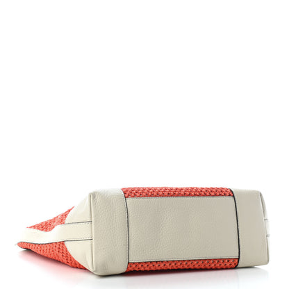 Gucci Straw Calfskin Small Bamboo Shopper Tote Orange 3 of 9