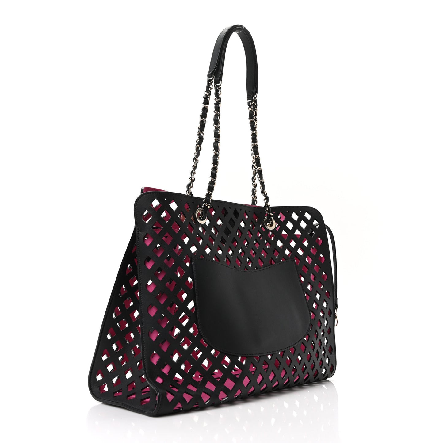 Lambskin Sea Through Tote Black Multicolor