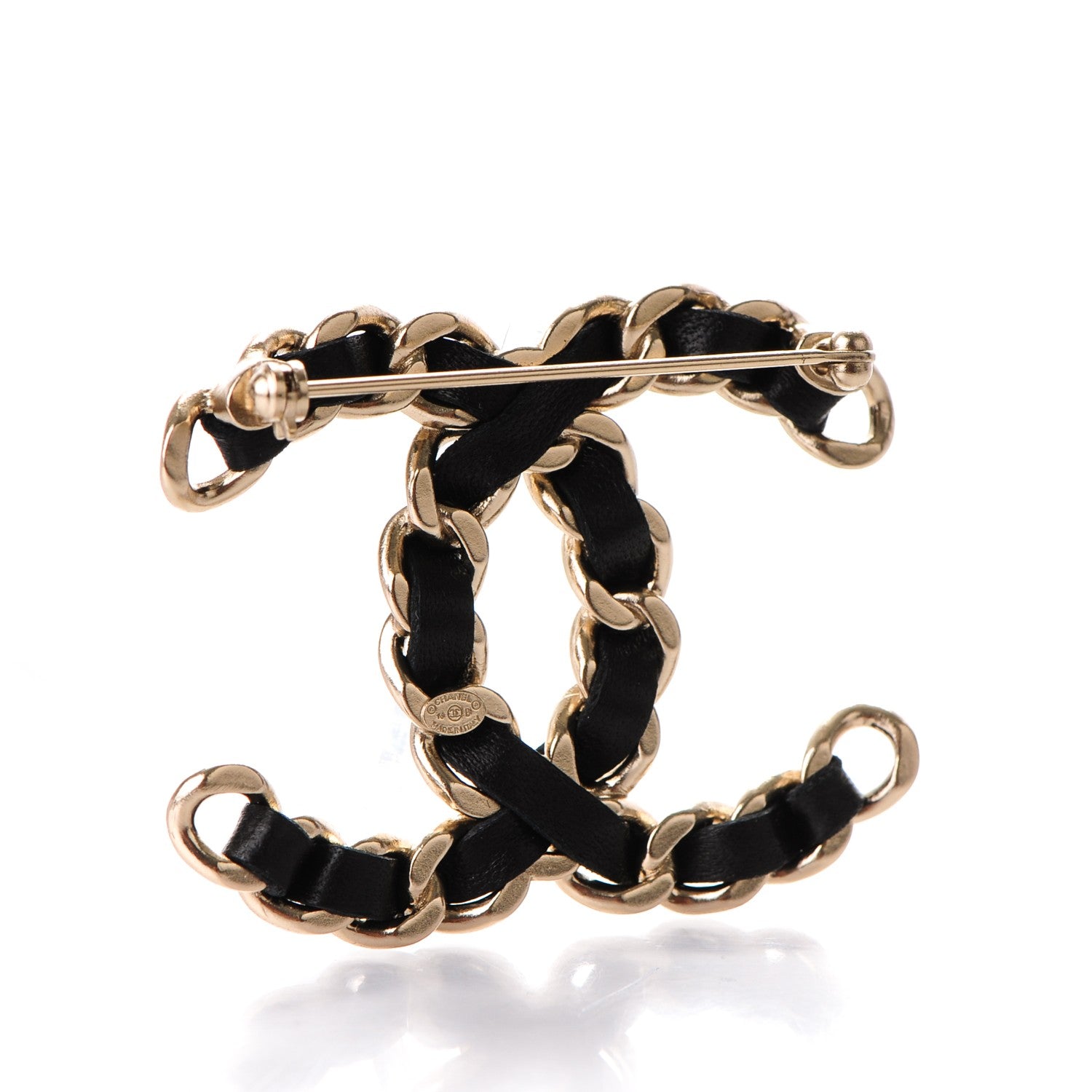 Chanel Lambskin Chain CC Brooch Black Gold 3 of 4