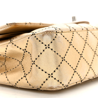 Chanel Metallic Washed Lambskin Quilted Medium Double Flap Dark Gold Black 9 of 17