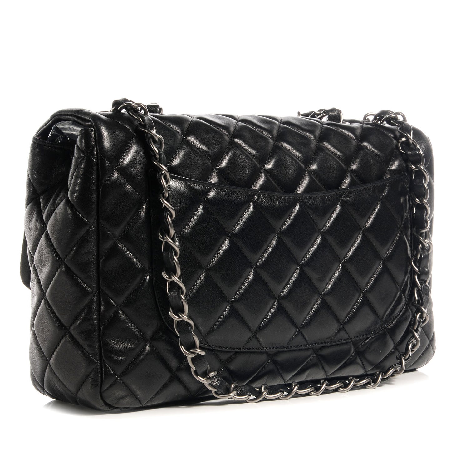 Lambskin Quilted Jumbo Single Flap Black