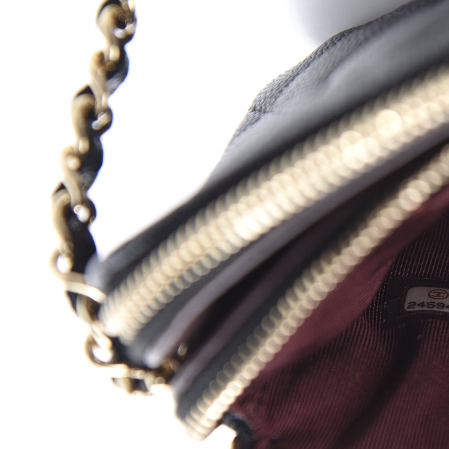 Caviar Quilted Small Clutch With Chain Black