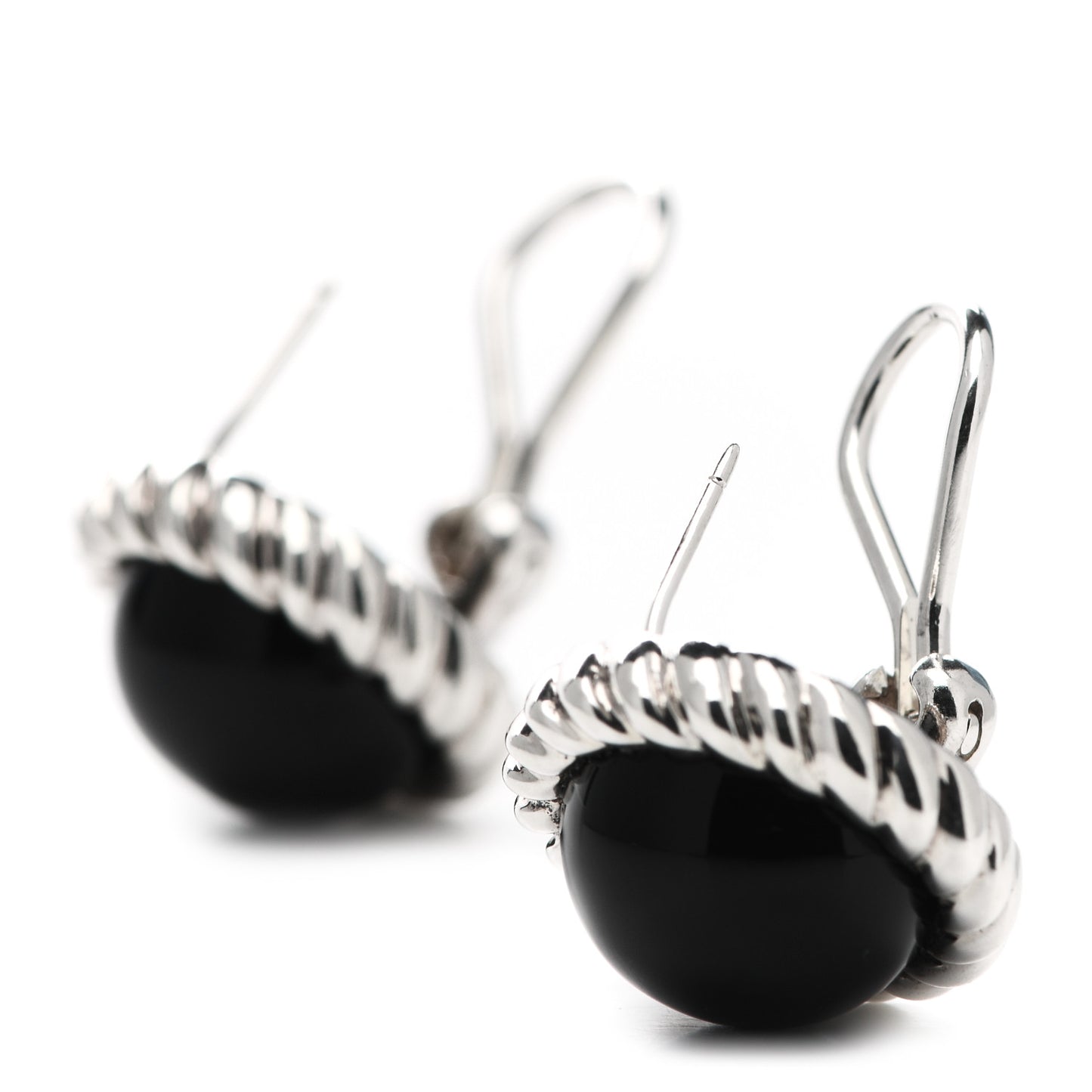 Sterling Silver Black Onyx Twist Earrings