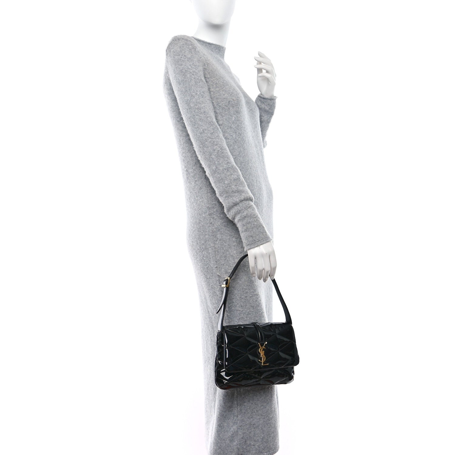 Saint Laurent Patent Quilted Le 57 Diamond Shoulder Bag Black 2 of 8