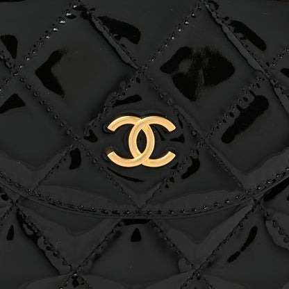 Chanel Patent Calfskin Quilted Chain Hoop Bag Black 8 of 10