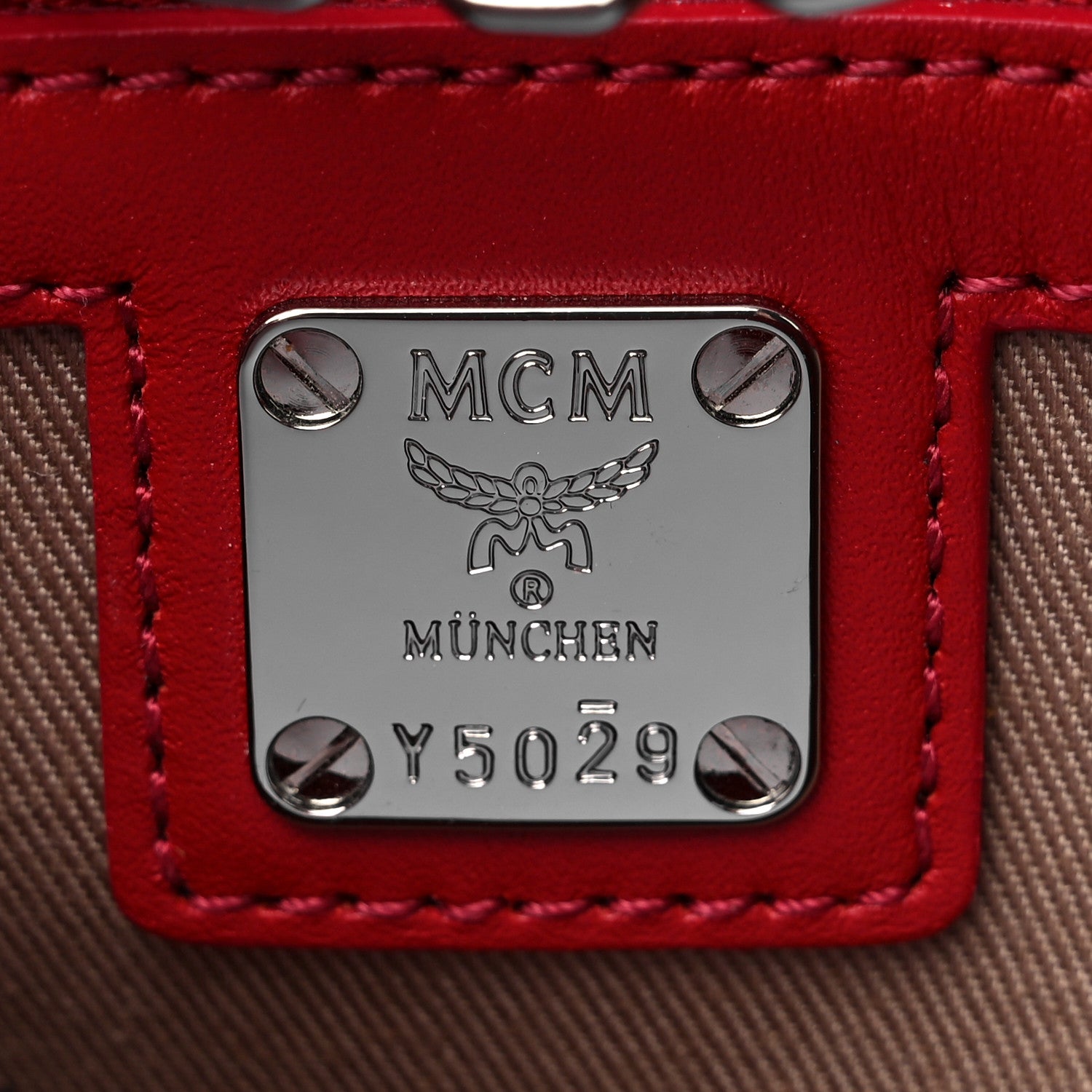 MCM Visetos Medium Tracy Crossbody Bag Ruby Red 6 of 8
