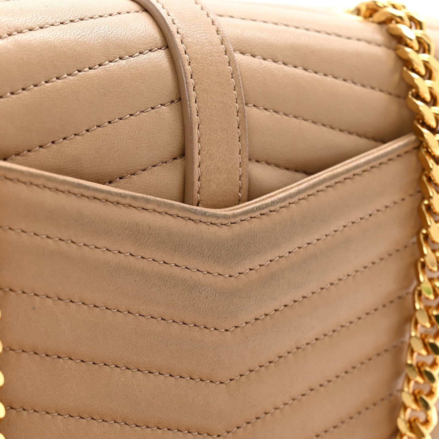 Lambskin Matelasse Chevron Monogram Small Sulpice Bag Sable Beige