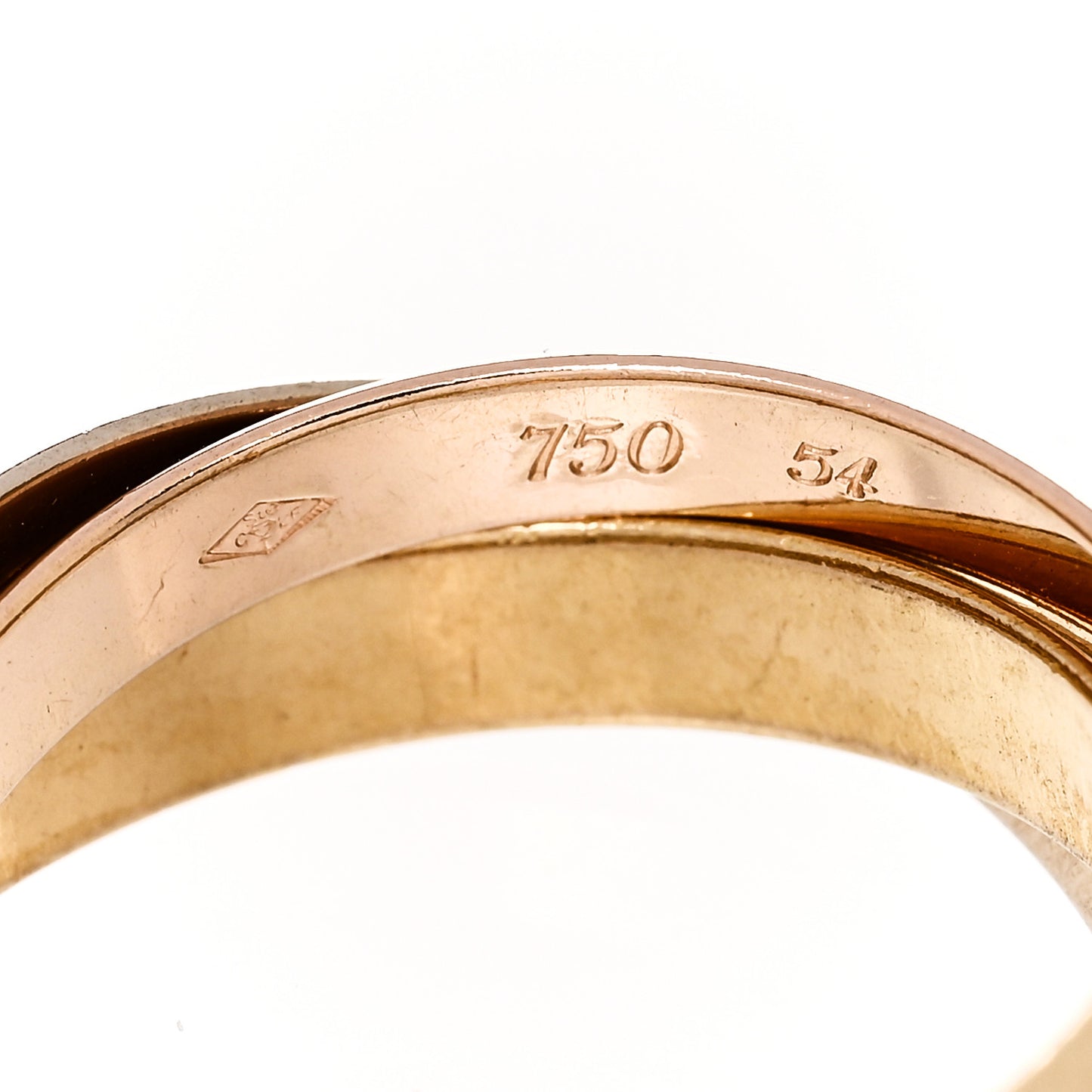 18K Pink Yellow White Gold Classic Les Must De Cartier Trinity Ring 54 6.75