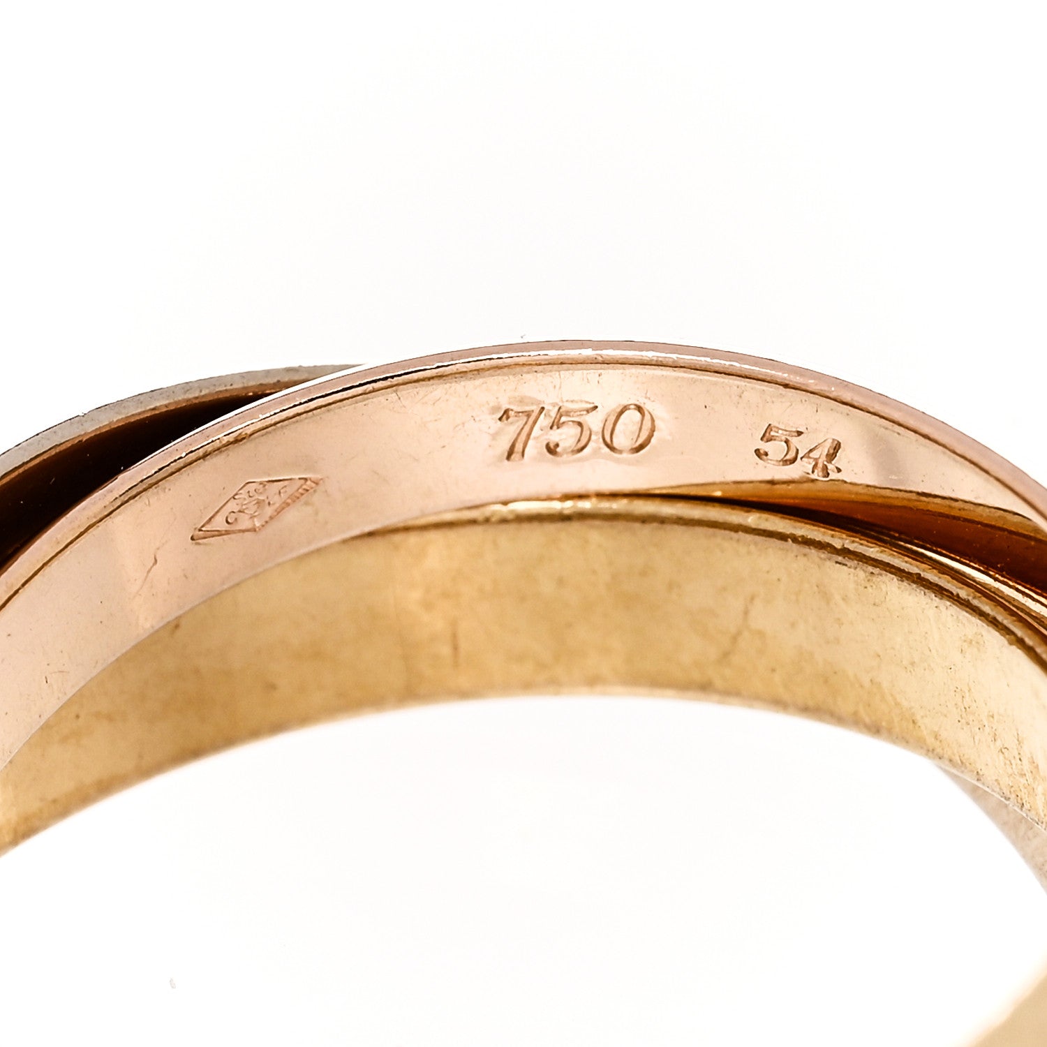 Cartier 18K Pink Yellow White Gold Classic Les Must De Cartier Trinity Ring 54 6.75 5 of 6