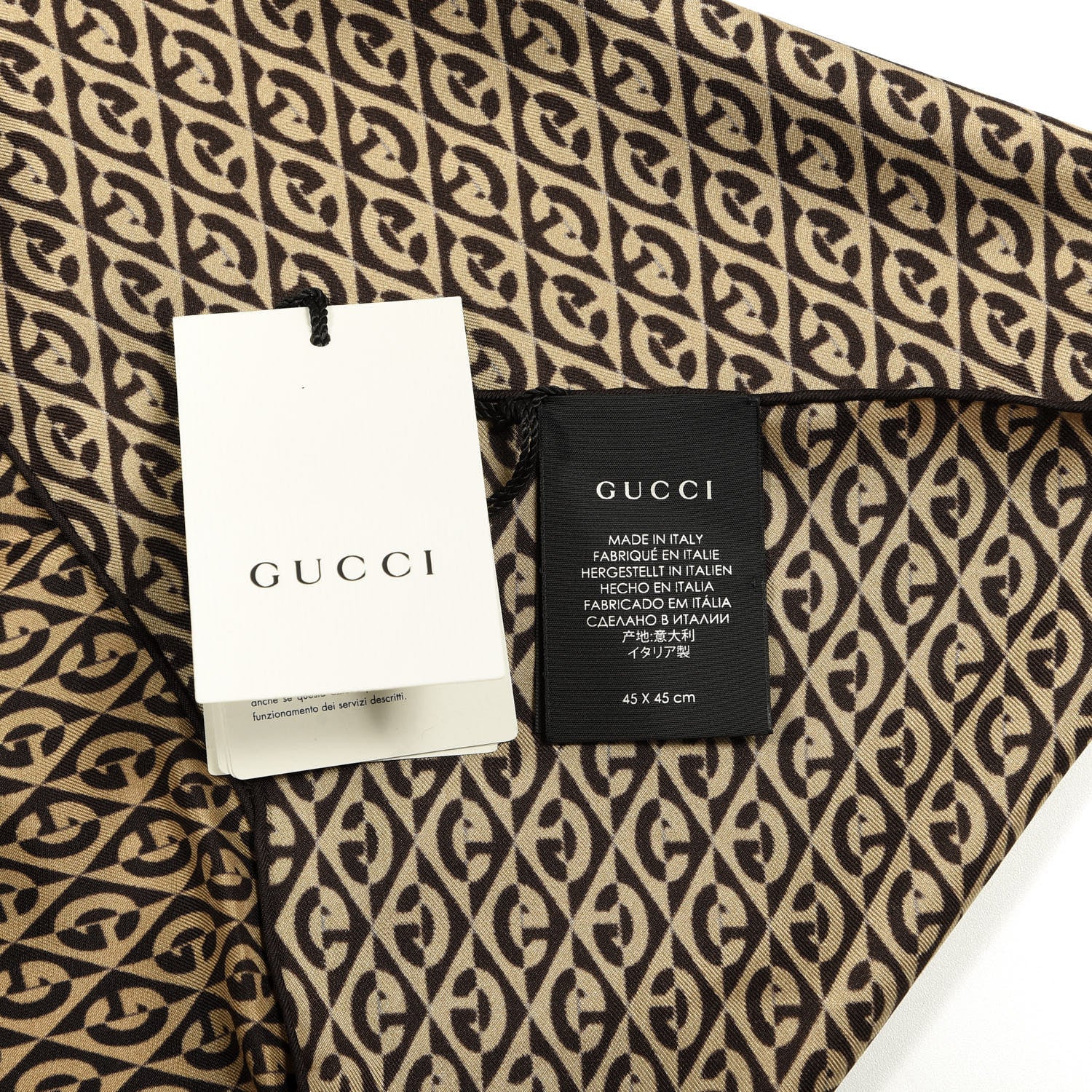 Gucci Silk G Rhombus Scarf Beige Brown 3 of 3