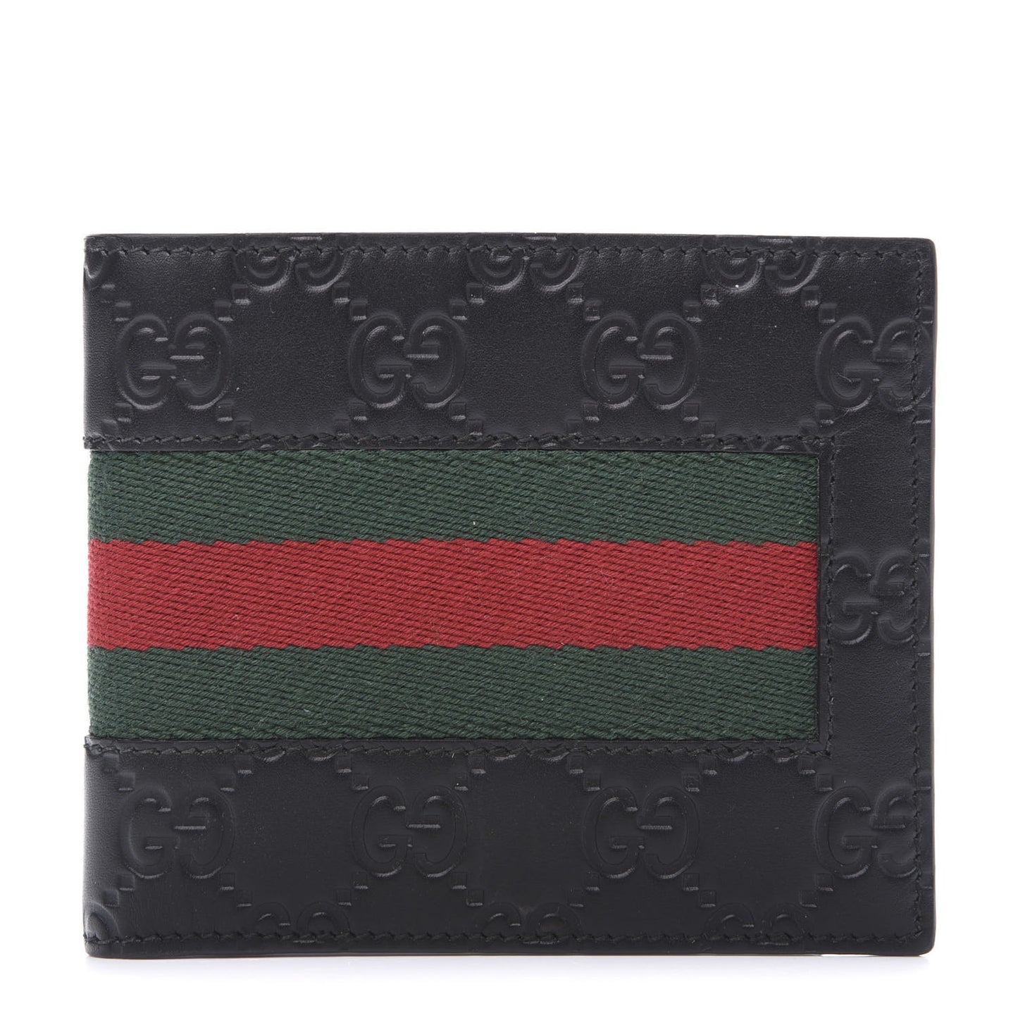 Guccissima Signature Web New Web Bi-Fold ID Wallet Black