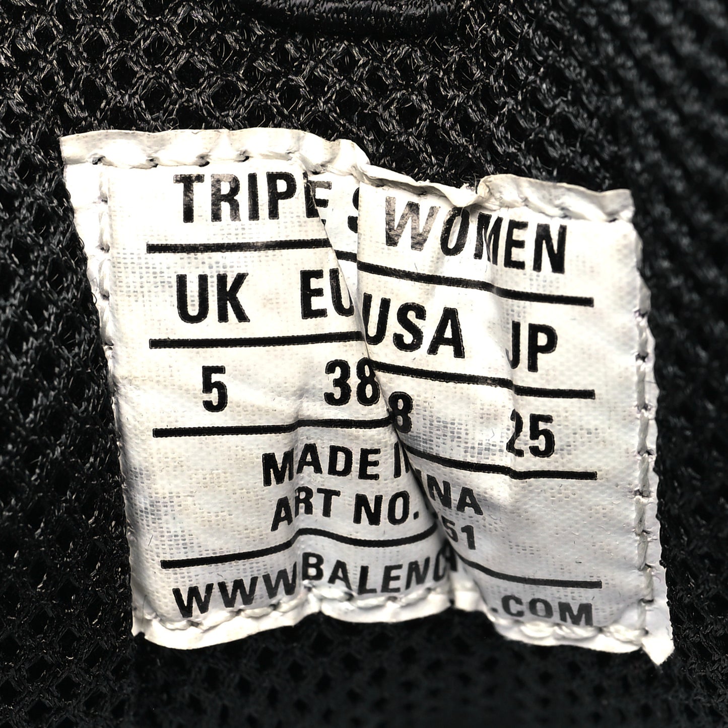 Fabric Mesh Clear Sole Womens Triple S Sneakers 38 Black