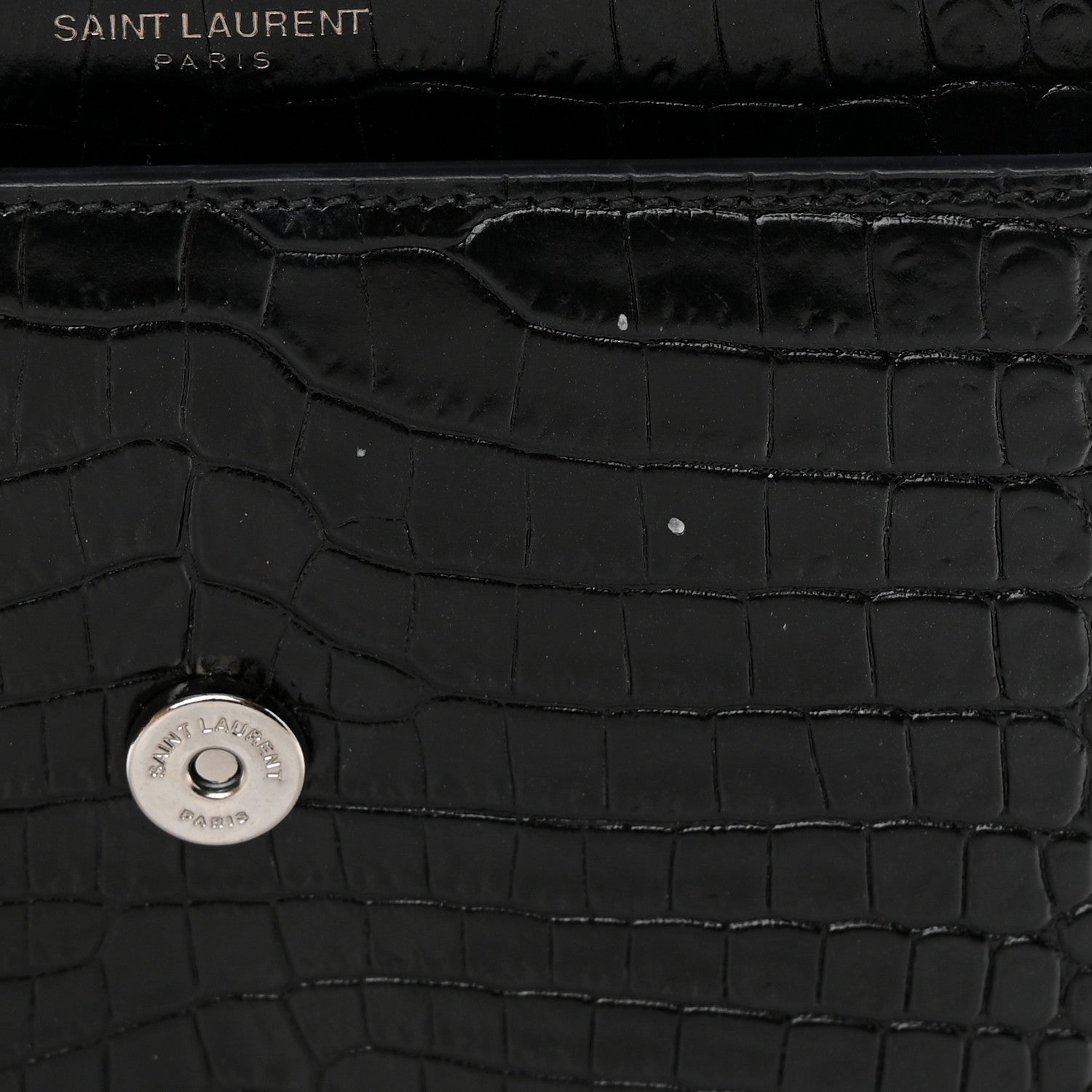 Saint Laurent Calfskin Crocodile Embossed Medium Monochrome Monogram Sunset Black 10 of 12