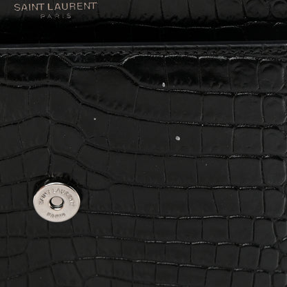 Saint Laurent Calfskin Crocodile Embossed Medium Monochrome Monogram Sunset Black 10 of 12