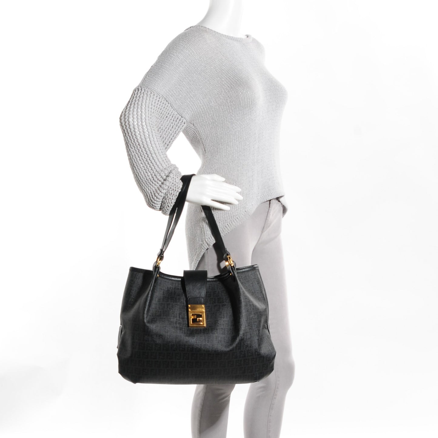 Zucchino Spalmati Vitello Medium Chiusura Tote Black