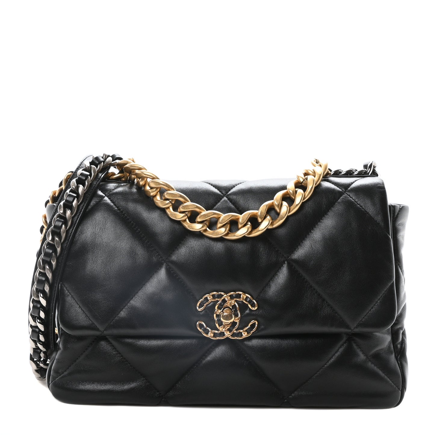 Lambskin Quilted Large Chanel 19 Flap Black