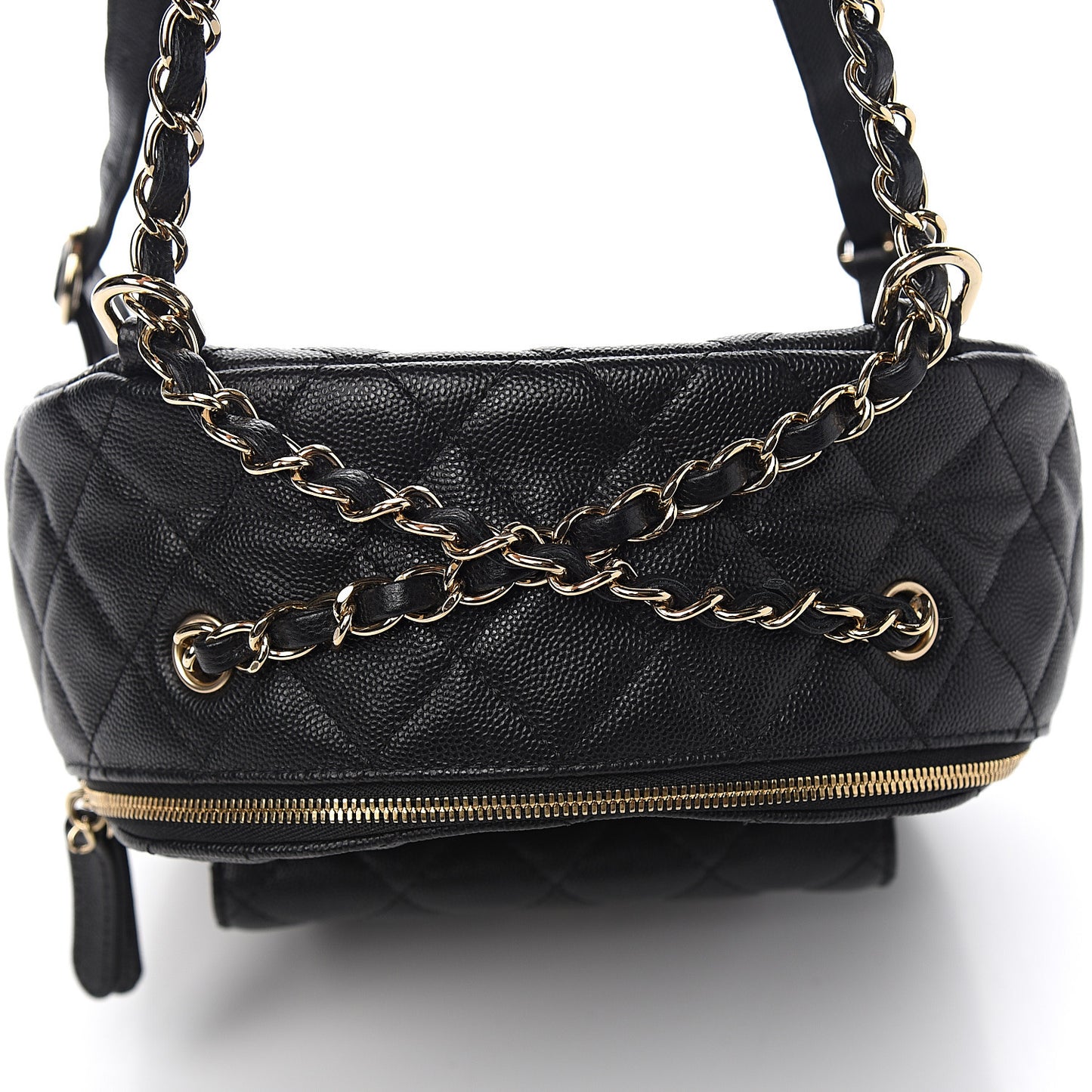 Caviar Quilted Medium Zip Around Backpack Black