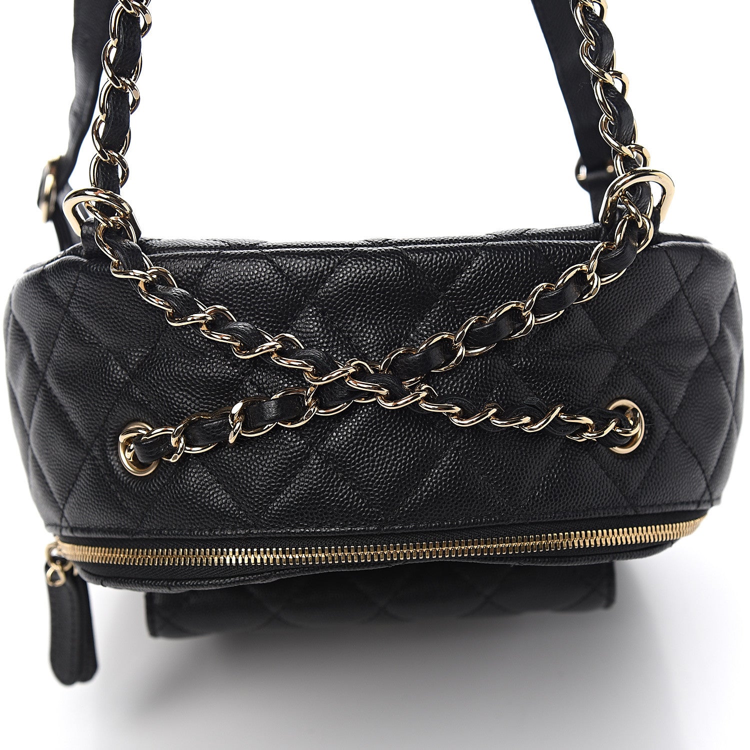 Chanel Caviar Quilted Medium Zip Around Backpack Black 7 of 10