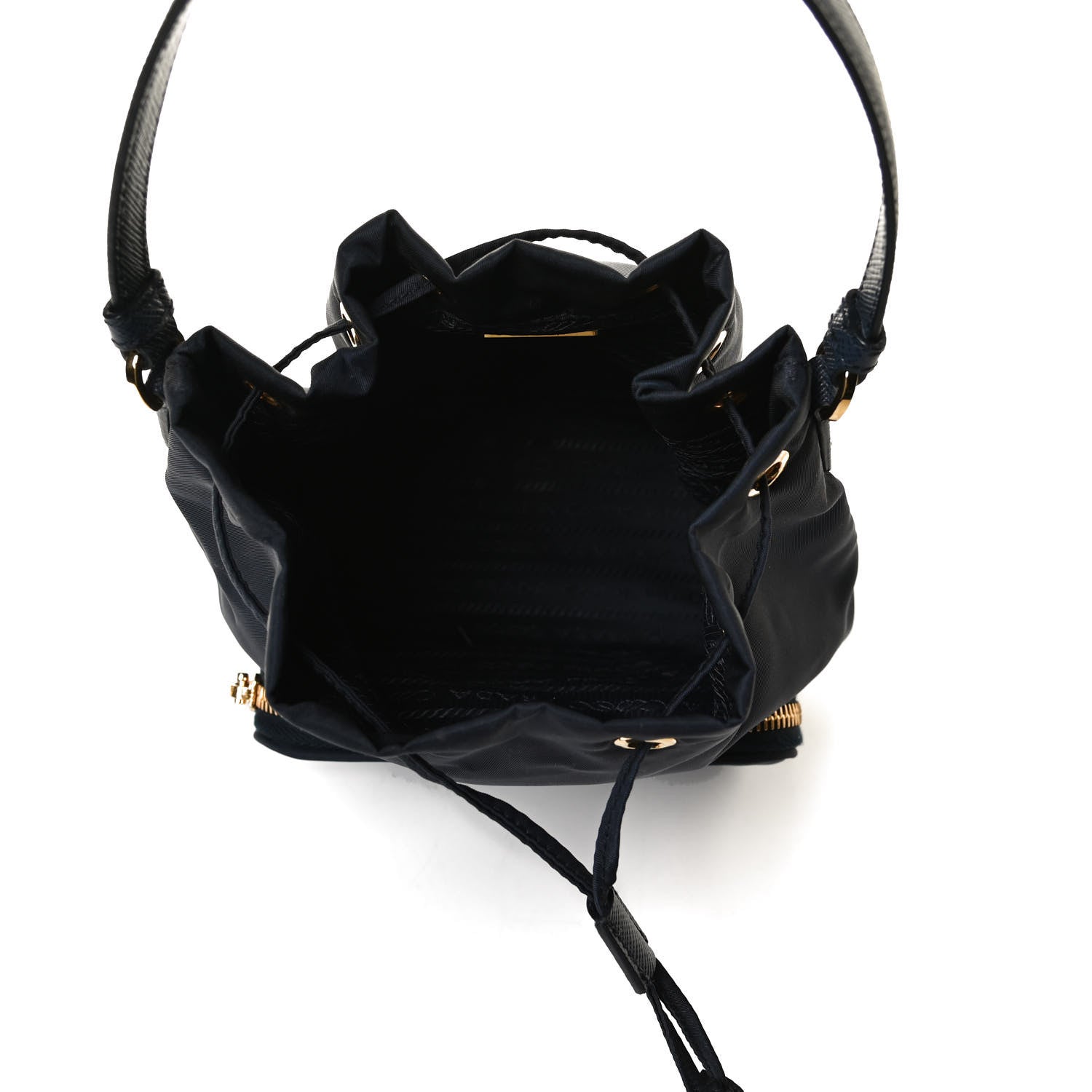Prada Saffiano Tessuto Nylon Mini Bucket Crossbody Bag Navy 4 of 14