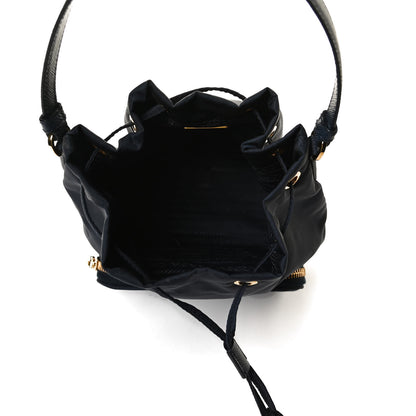 Prada Saffiano Tessuto Nylon Mini Bucket Crossbody Bag Navy 4 of 14