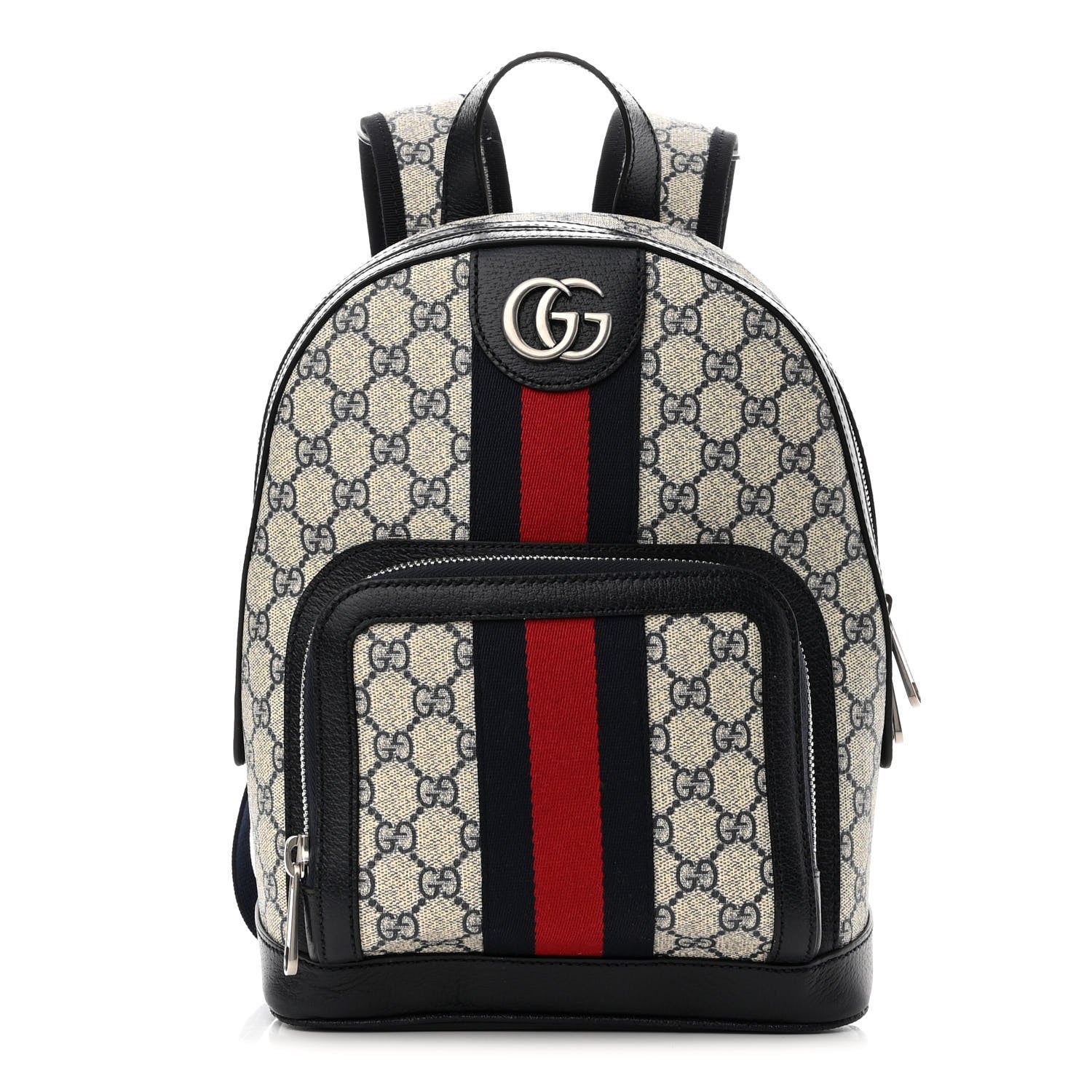 Gucci GG Supreme Monogram Textured Dollar Calfskin Web Small Ophidia Day Backpack Beige Blue Black 1 of 10