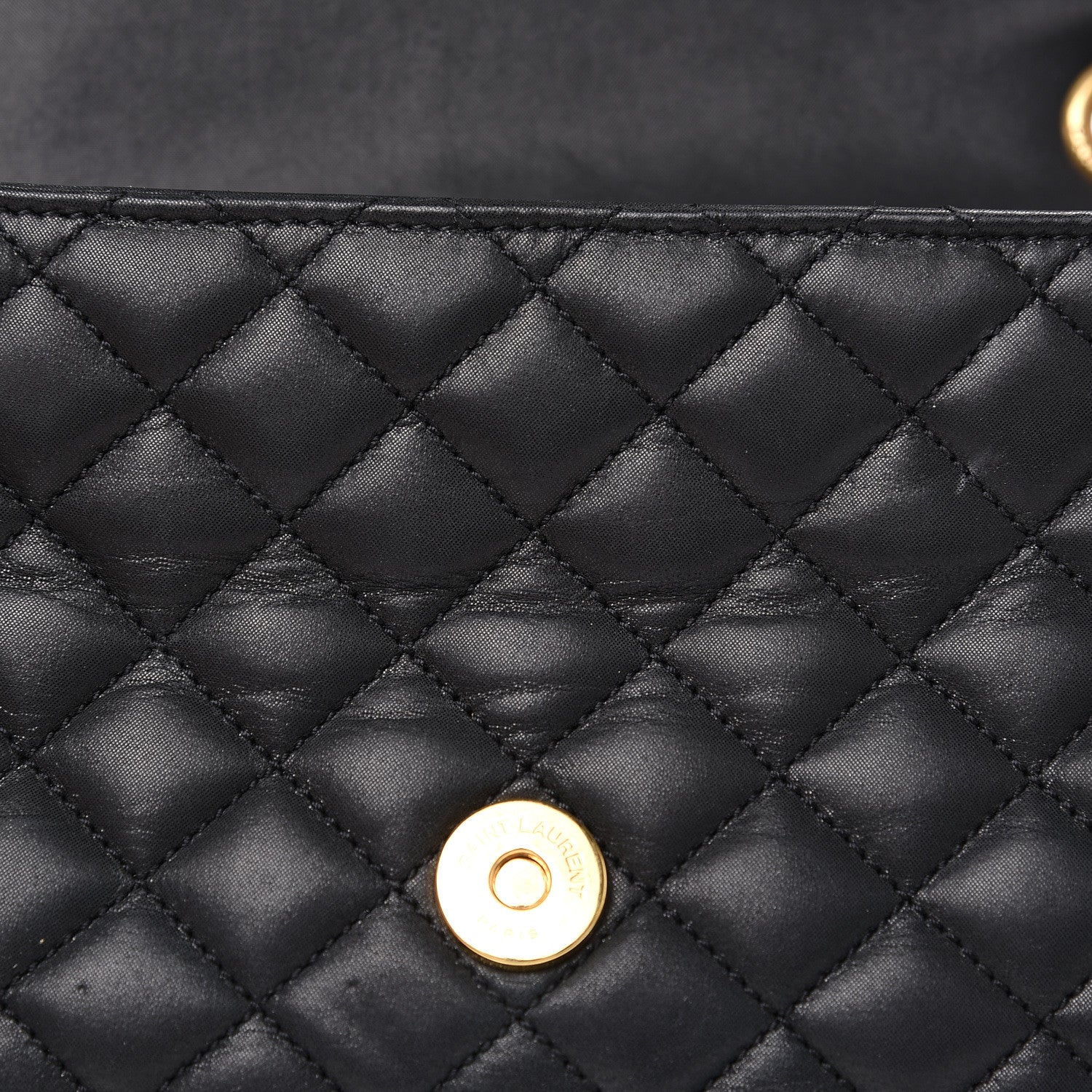 Saint Laurent Calfskin Mixed Matelasse Triquilt Medium College Bag Black 7 of 12