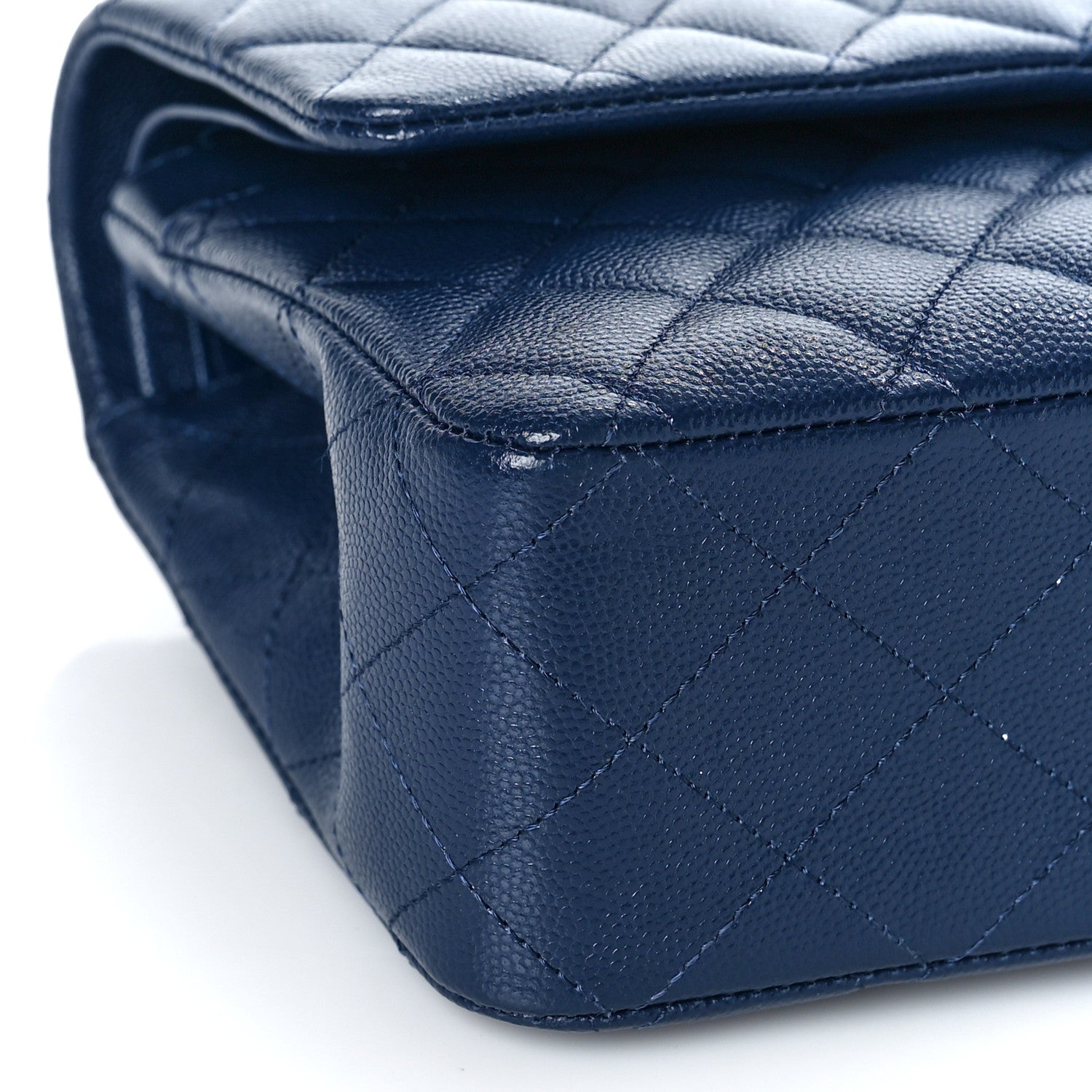Chanel Caviar Quilted Medium Double Flap Dark Blue 8 of 13