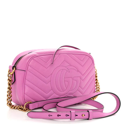 Gucci Calfskin Matelasse Small GG Marmont Chain Shoulder Bag Candy Mousse 3 of 10