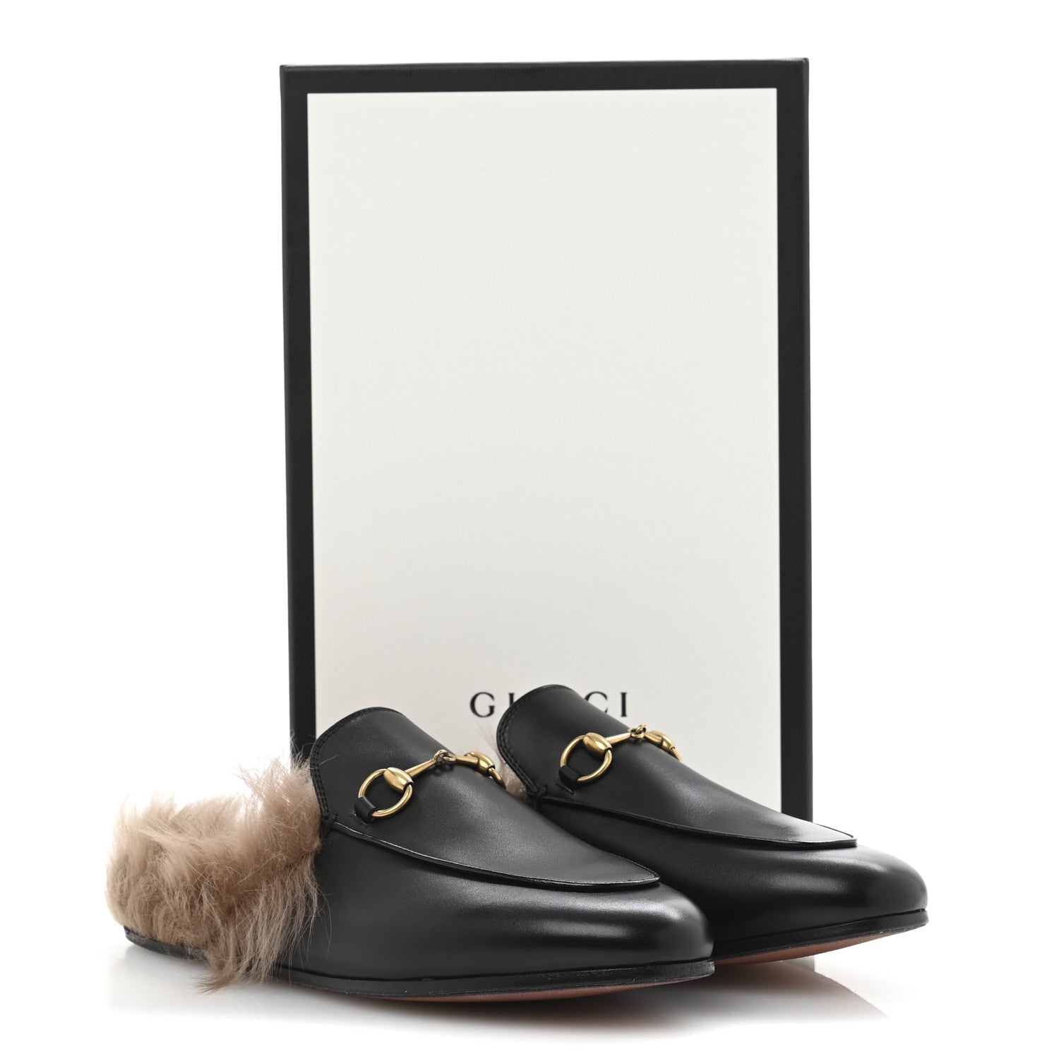 Gucci Calfskin Fur Womens Princetown Slippers 38 Black 9 of 9
